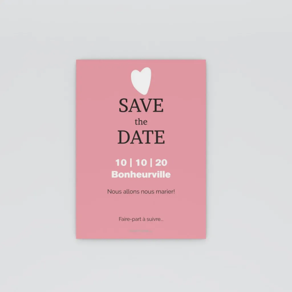 Save The Date^Planet cards Coeur Blanc