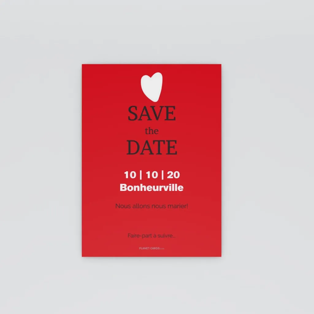 Save The Date^Planet cards Coeur Blanc