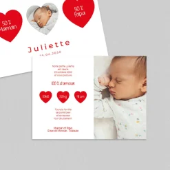 Faire-part Naissance Fille^Planet cards Coeur d'amour