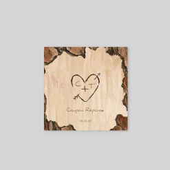Coupon-réponse Mariage^Planet cards Coeur gravé sur Bois