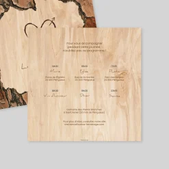 Programme De Mariage^Planet cards Coeur gravé sur Bois