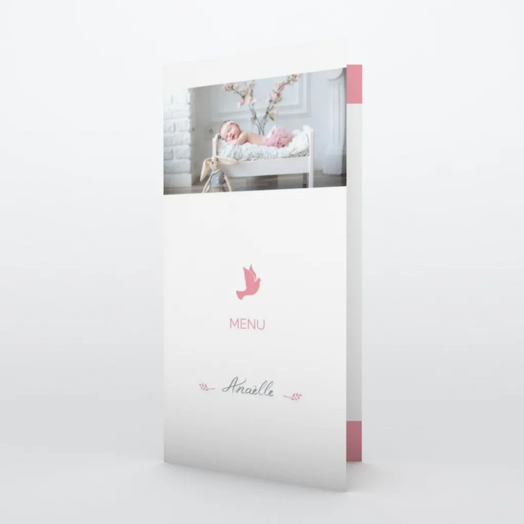Menu Baptême^Planet cards Colombe paix