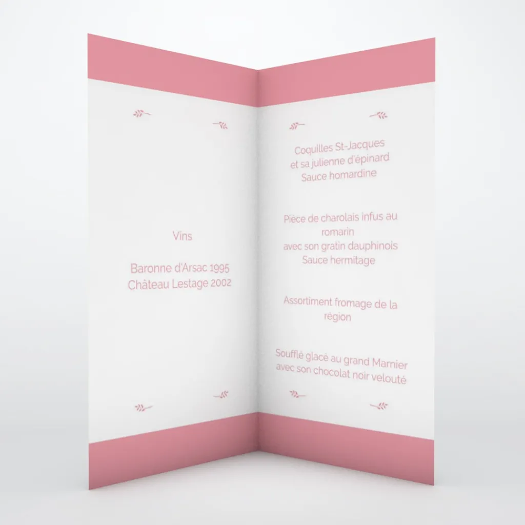 Menu Baptême^Planet cards Colombe paix