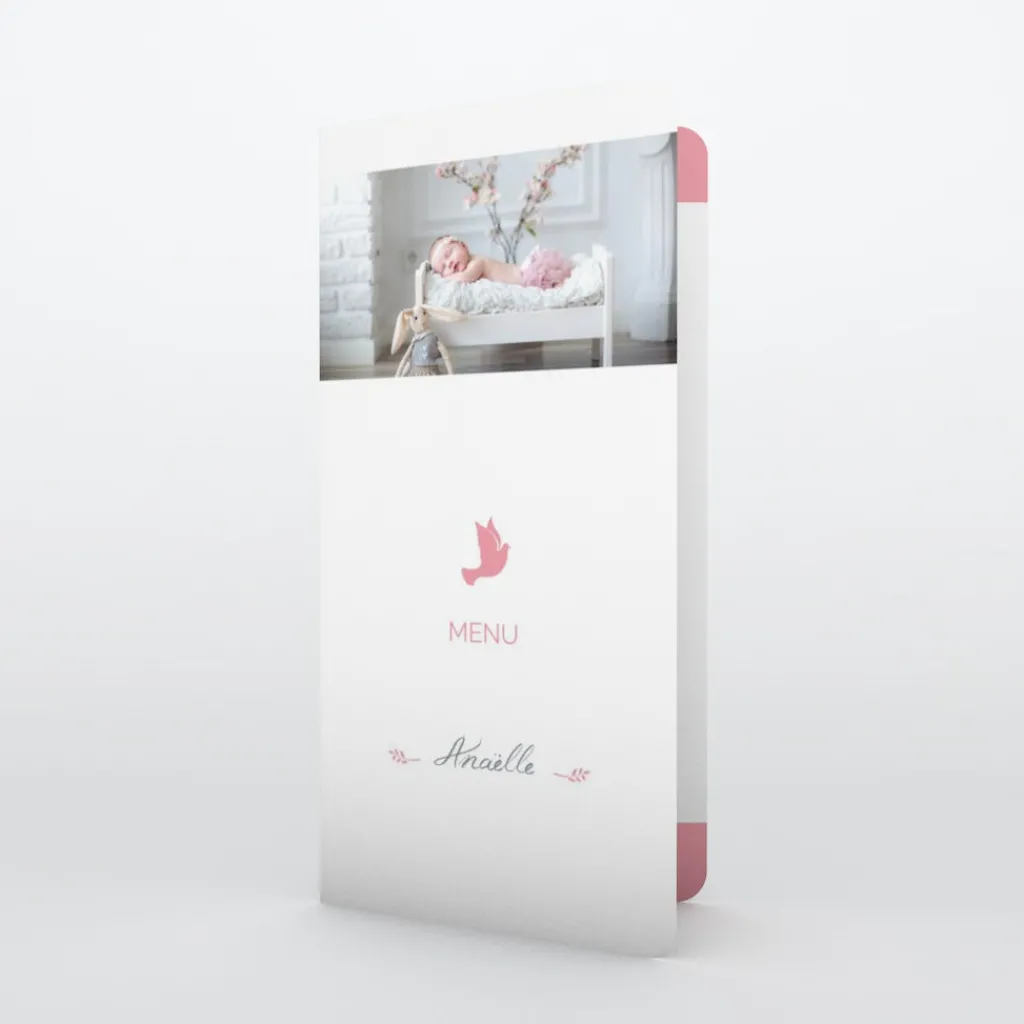 Menu Baptême^Planet cards Colombe paix