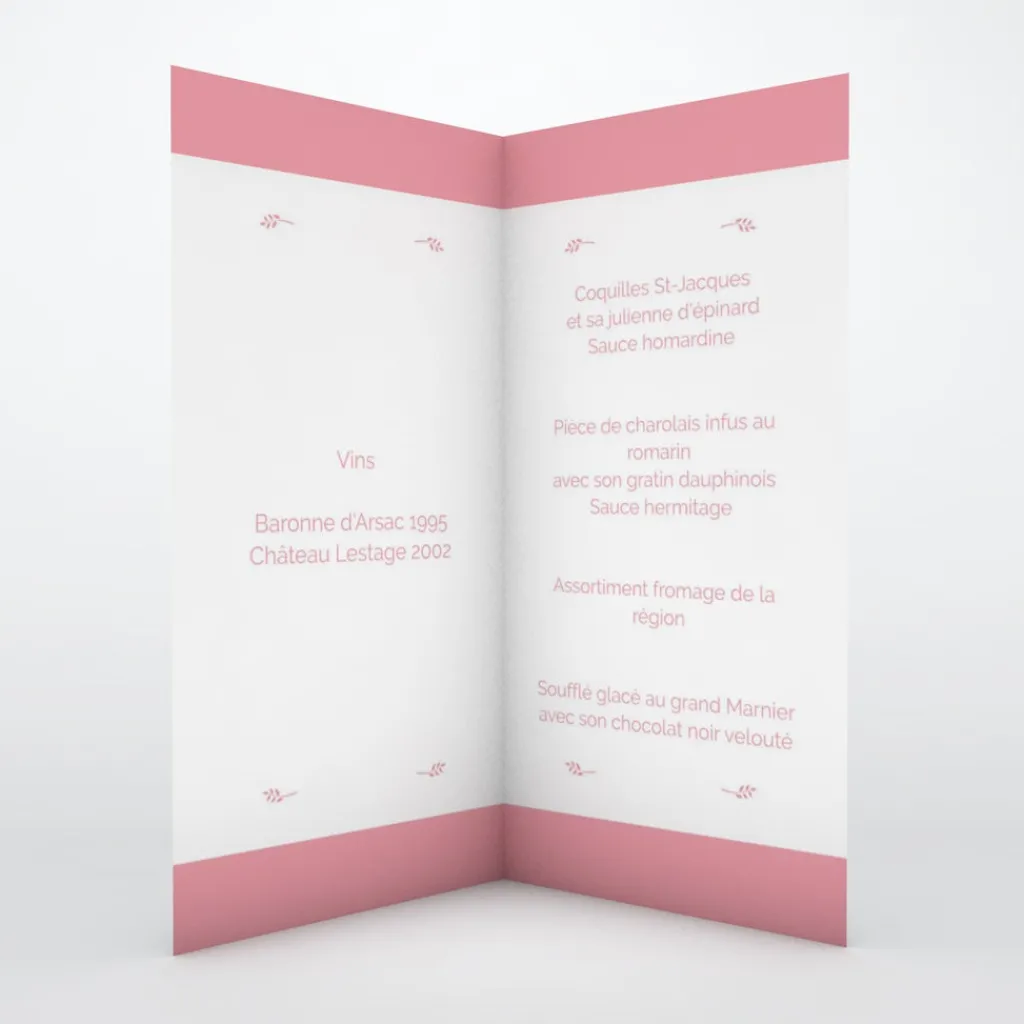 Menu Baptême^Planet cards Colombe paix