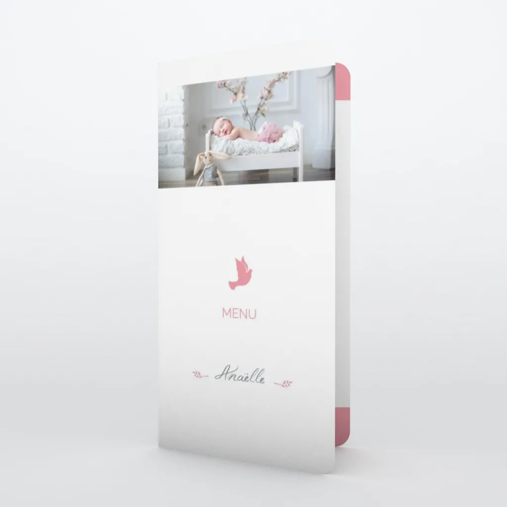 Menu Baptême^Planet cards Colombe paix