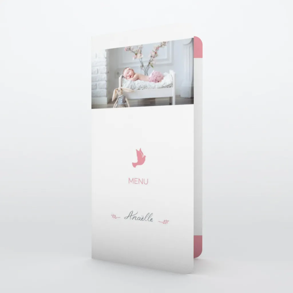Menu Baptême^Planet cards Colombe paix