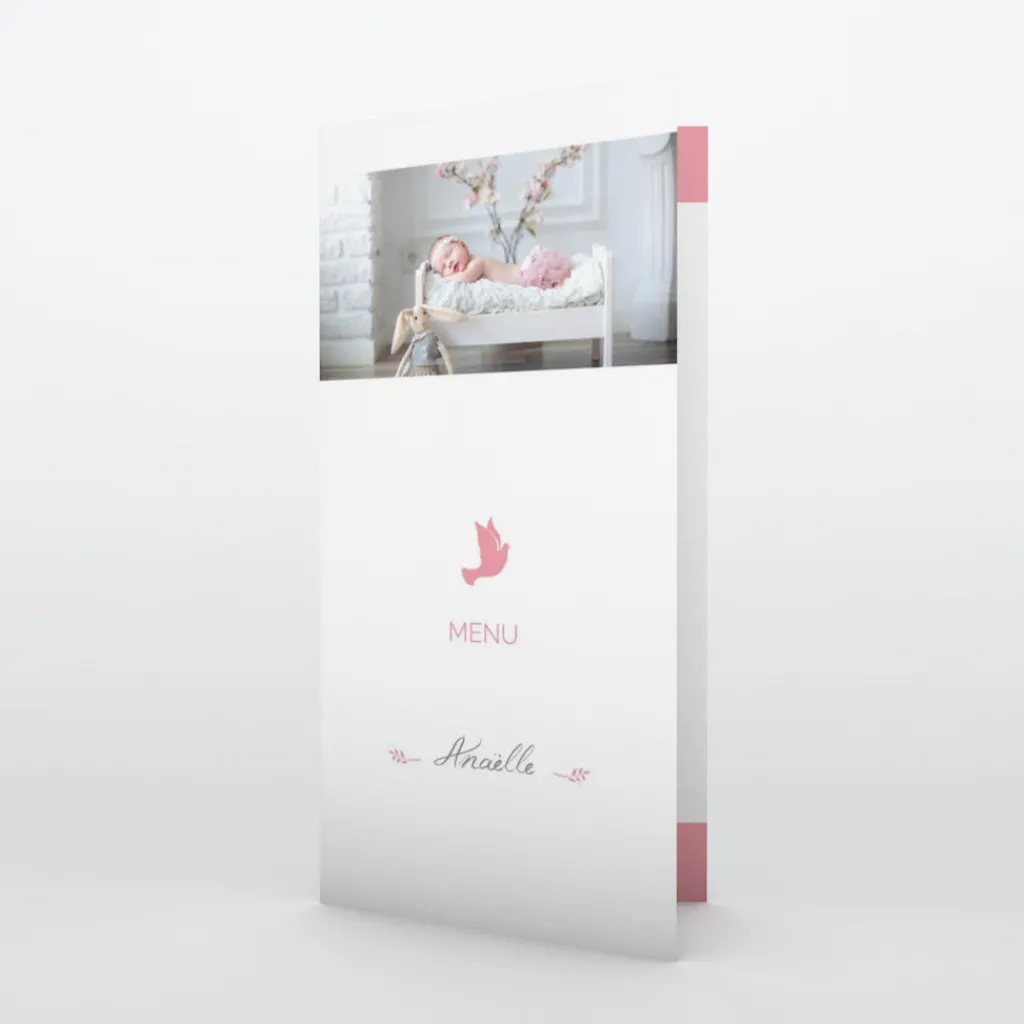 Menu Baptême^Planet cards Colombe paix