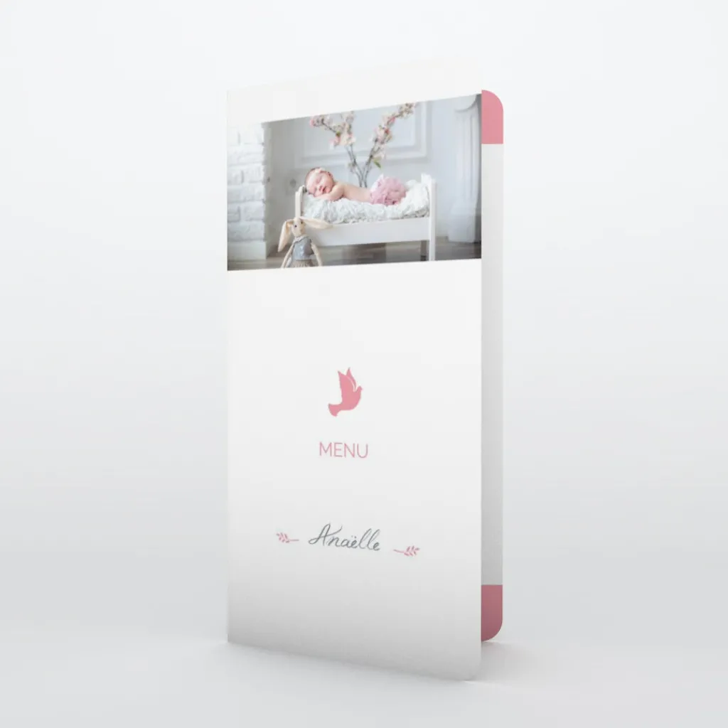 Menu Baptême^Planet cards Colombe paix