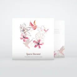 Carte Remerciement Décès^Planet cards Composition florale et oiseaux