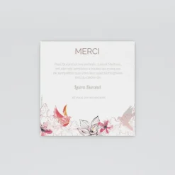 Carte Remerciement Décès^Planet cards Composition florale et oiseaux