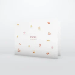 Faire-part Naissance Animaux | Faire-part Naissance Fille^Planet cards Coquillages et Petit Crabe Fille