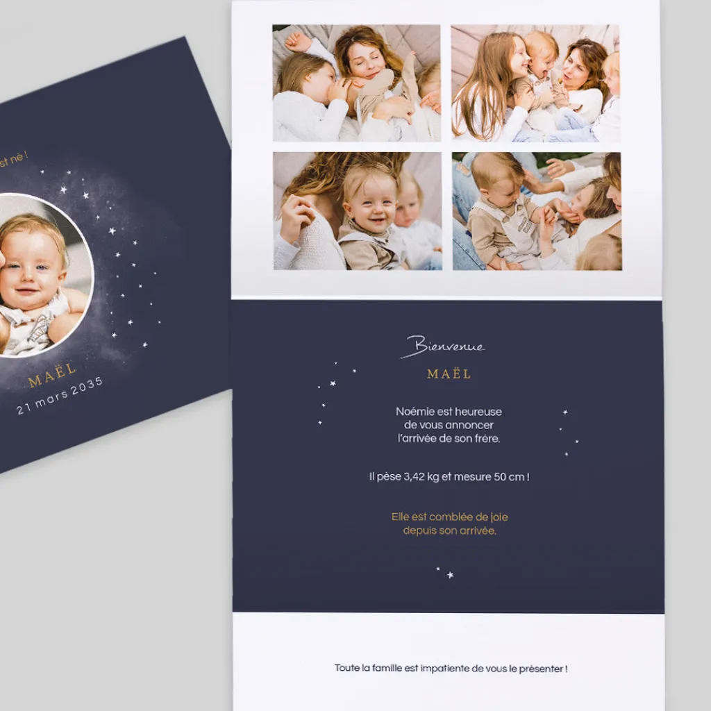 Faire-part Naissance Garçon^Planet cards Cosmos