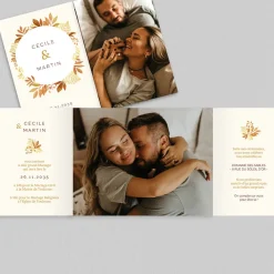 Faire-part Mariage Champêtre^Planet cards Couronne Automnale