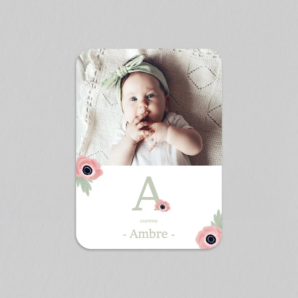 Faire-part Naissance Fille^Planet cards Couronne d'Anémones