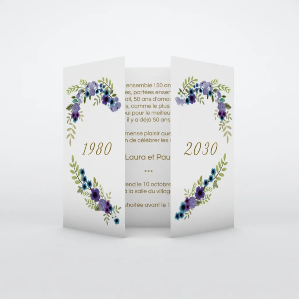 Carte Invitation Noces D'or | Carte Invitation Noces D'or^Planet cards Couronne De Coeur