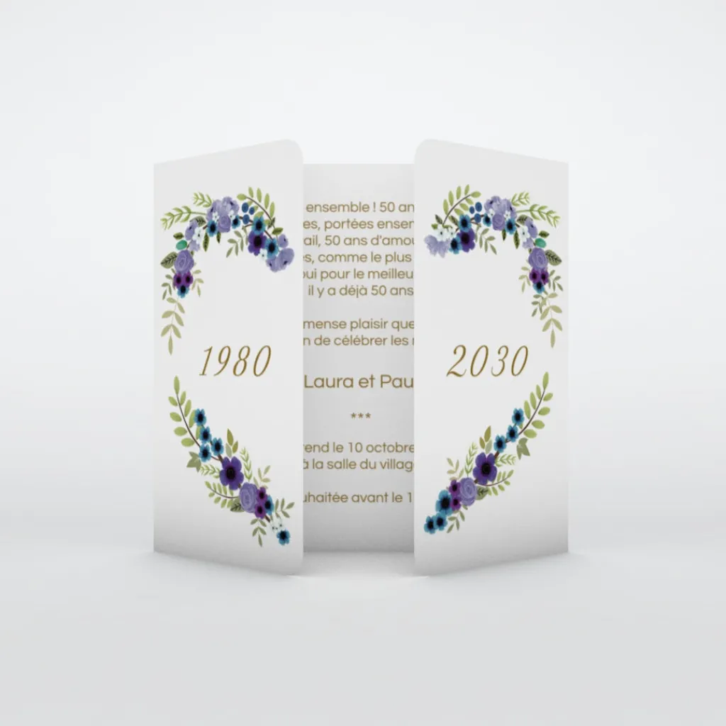Carte Invitation Noces D'or | Carte Invitation Noces D'or^Planet cards Couronne De Coeur