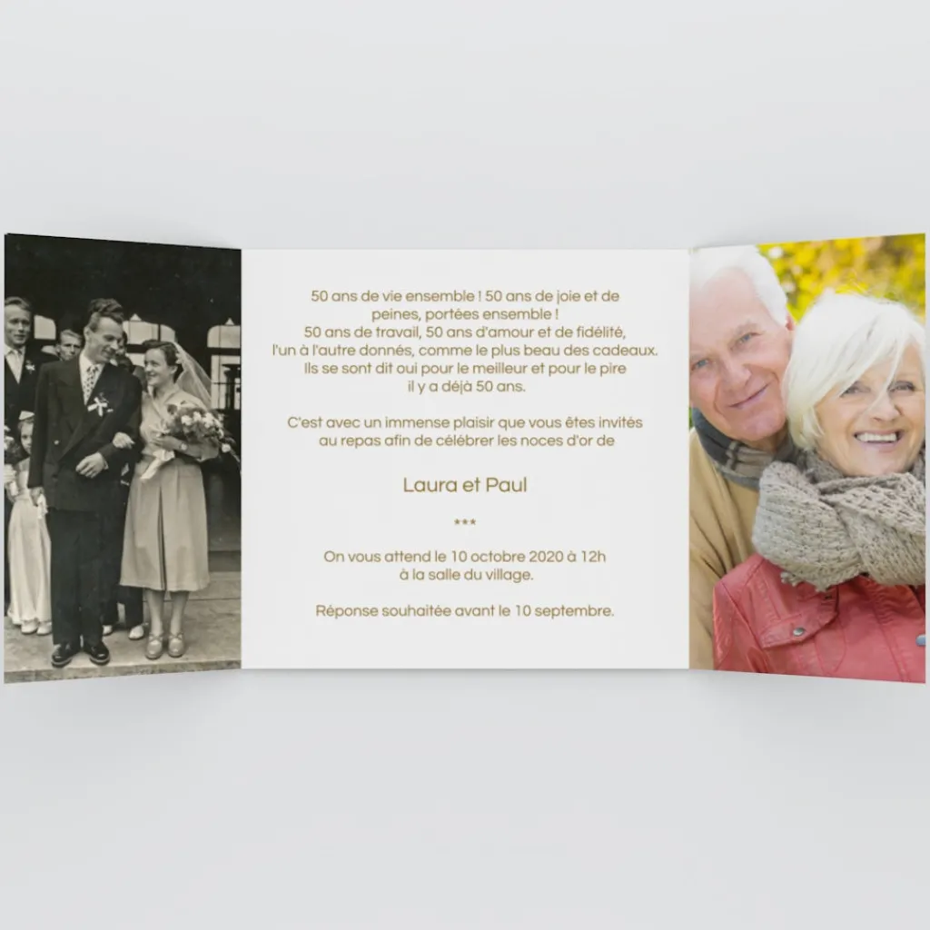 Carte Invitation Noces D'or | Carte Invitation Noces D'or^Planet cards Couronne De Coeur