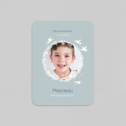 Faire-part Communion^Planet cards Couronne de Colombes Garçon