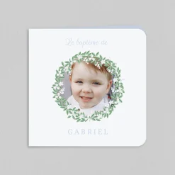 Faire-part Baptême Civil | Faire-part Baptême Garçon^Planet cards Couronne De Fleurs Blanches