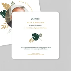 Faire-part Baptême Champêtre^Planet cards Couronne de la Jungle