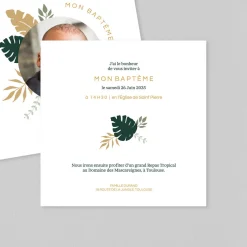 Faire-part Baptême Champêtre^Planet cards Couronne de la Jungle