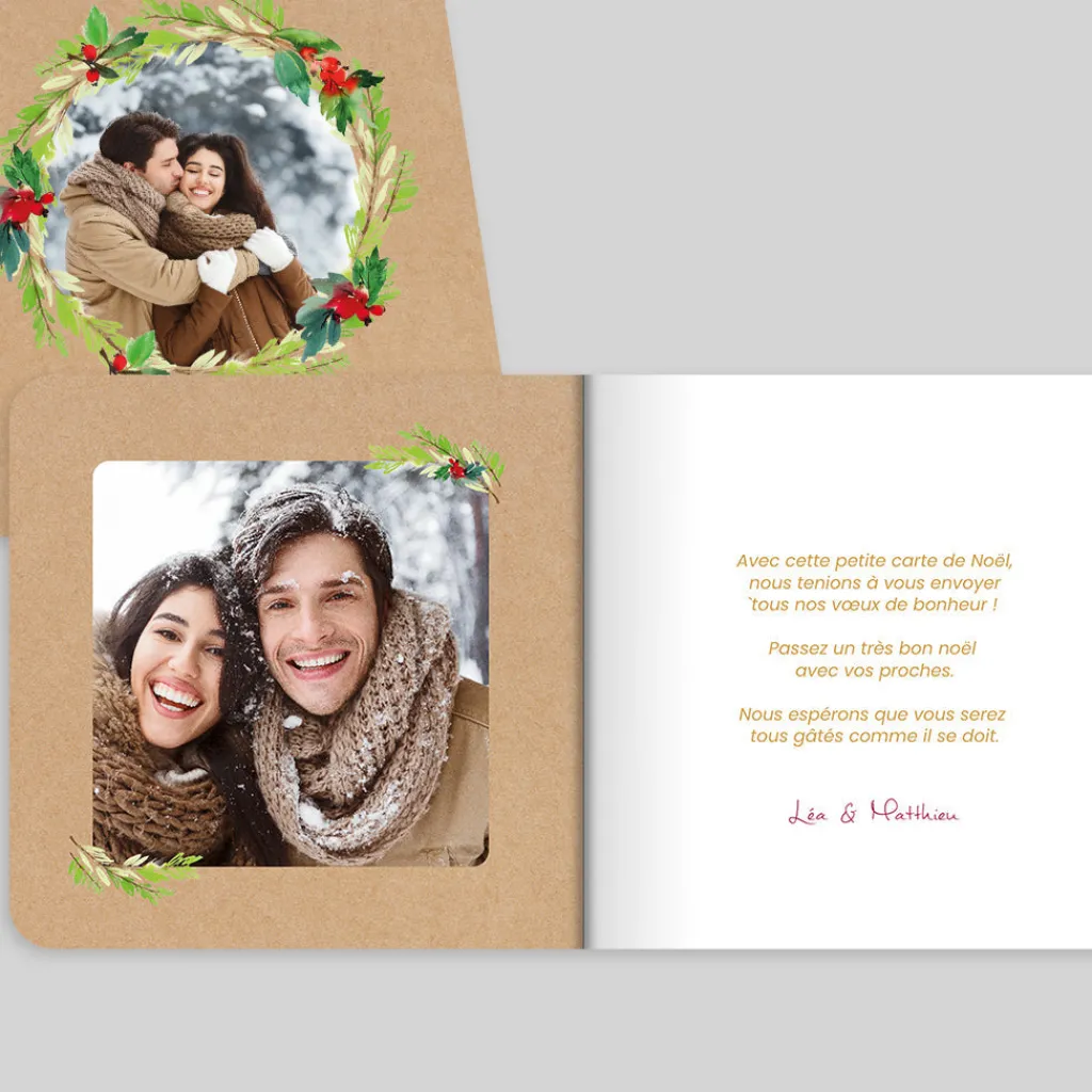 Carte De Noël Photo^Planet cards Couronne de Noël Houx