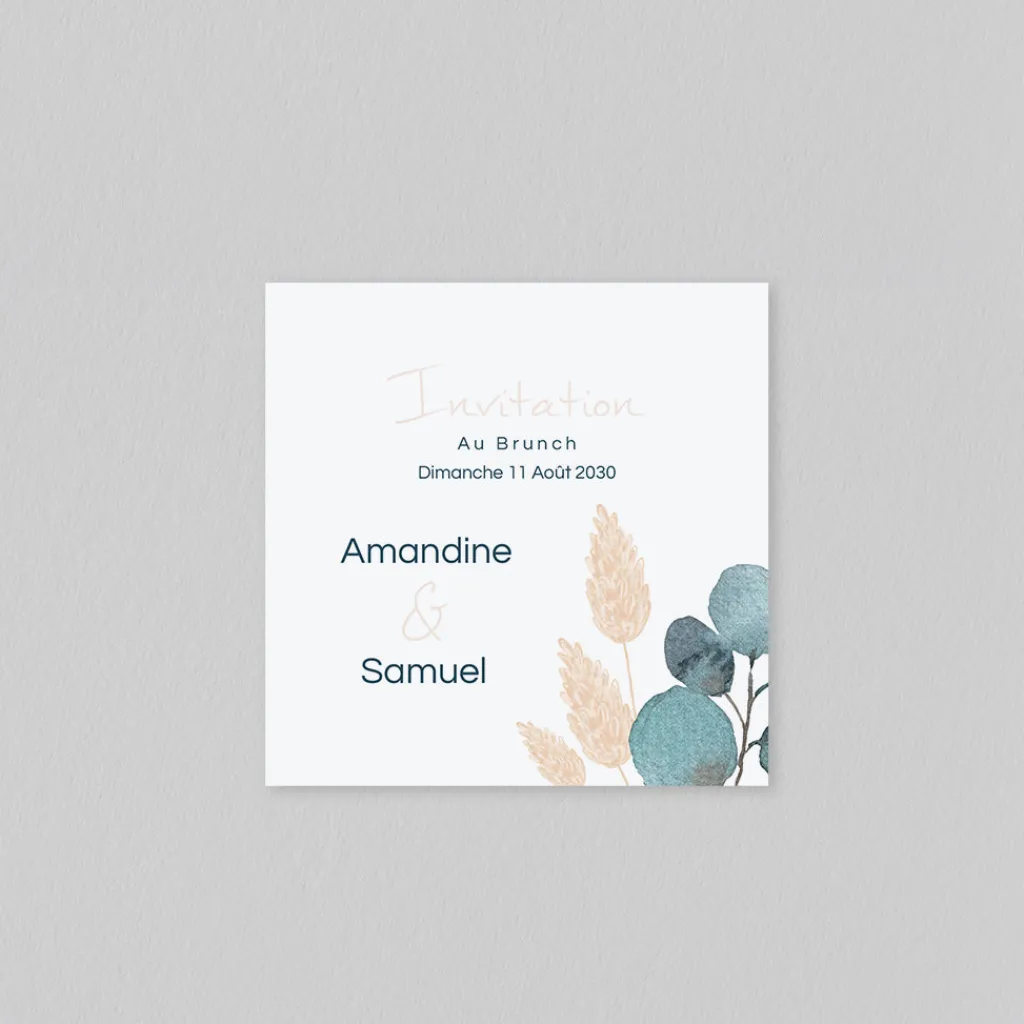 Carte D'invitation Mariage^Planet cards Couronne Eucalyptus et Fleurs Séchées