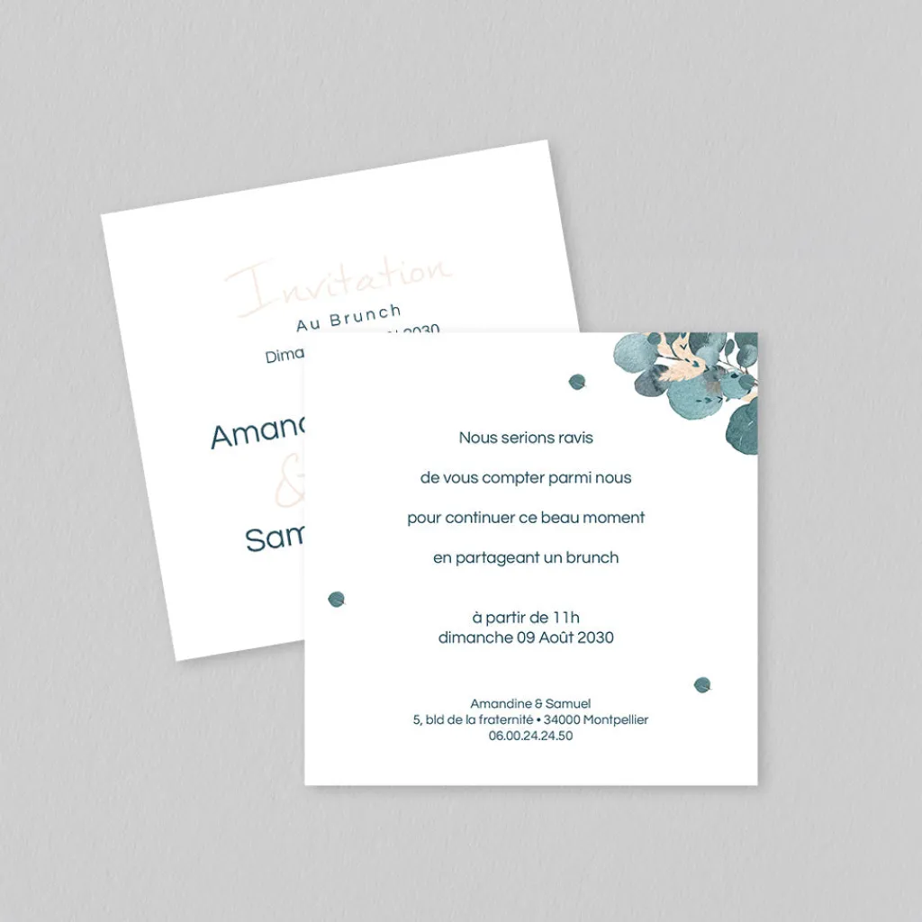 Carte D'invitation Mariage^Planet cards Couronne Eucalyptus et Fleurs Séchées