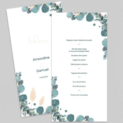 Menu De Mariage^Planet cards Couronne Eucalyptus et Fleurs Séchées