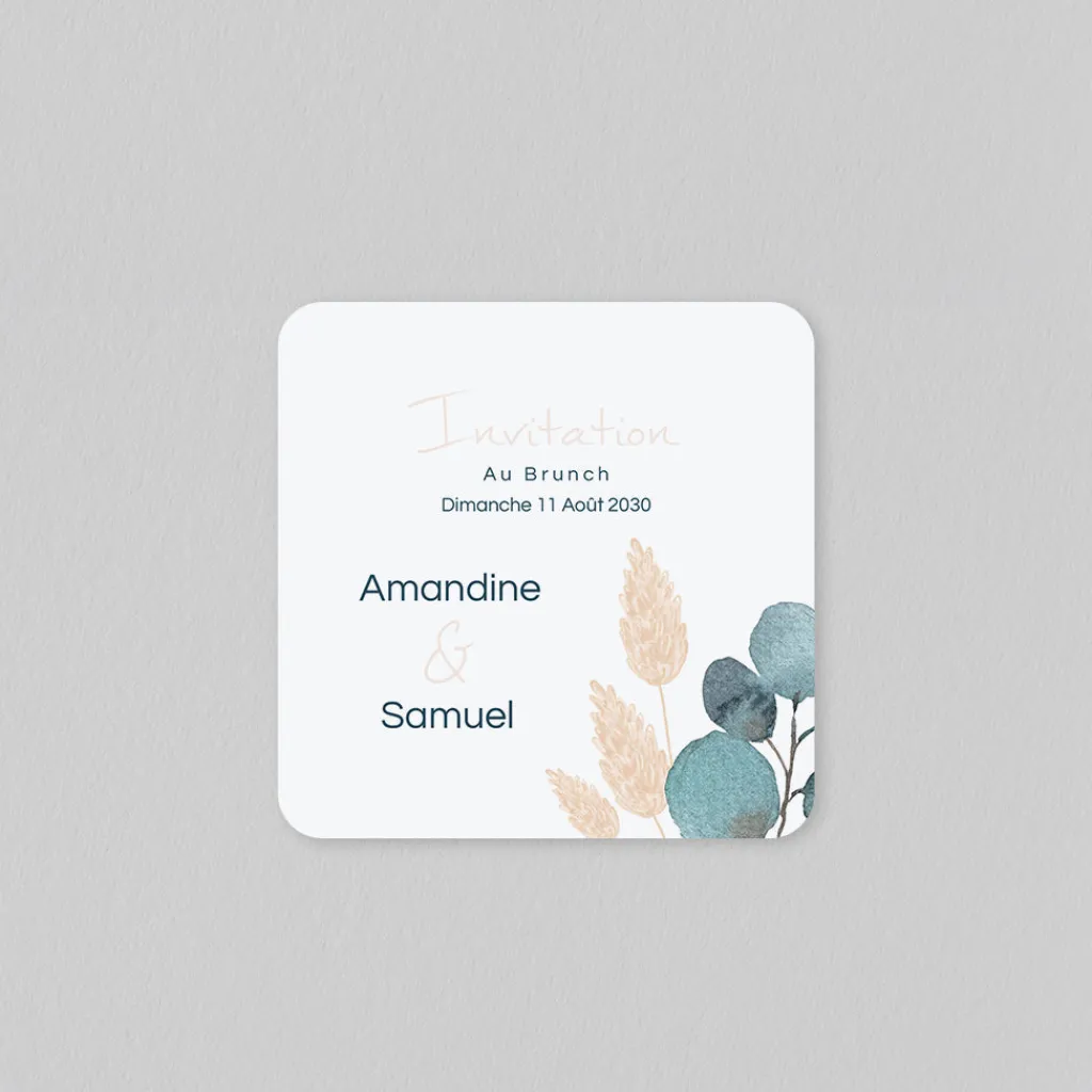 Carte D'invitation Mariage^Planet cards Couronne Eucalyptus et Fleurs Séchées