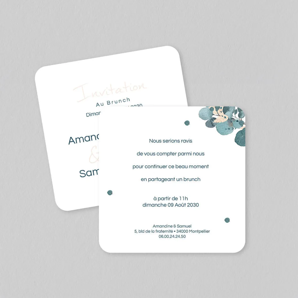 Carte D'invitation Mariage^Planet cards Couronne Eucalyptus et Fleurs Séchées