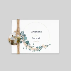 Faire-part Mariage Bohème | Faire-part Mariage Champêtre^Planet cards Couronne Eucalyptus et Végétal