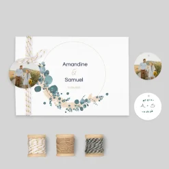 Faire-part Mariage Bohème | Faire-part Mariage Champêtre^Planet cards Couronne Eucalyptus et Végétal