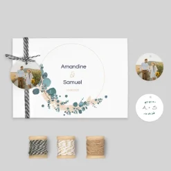 Faire-part Mariage Bohème | Faire-part Mariage Champêtre^Planet cards Couronne Eucalyptus et Végétal