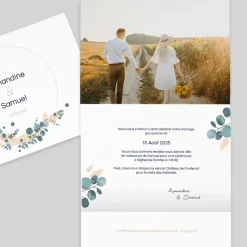 Faire-part Mariage Bohème | Faire-part Mariage Champêtre^Planet cards Couronne Eucalyptus et Végétal