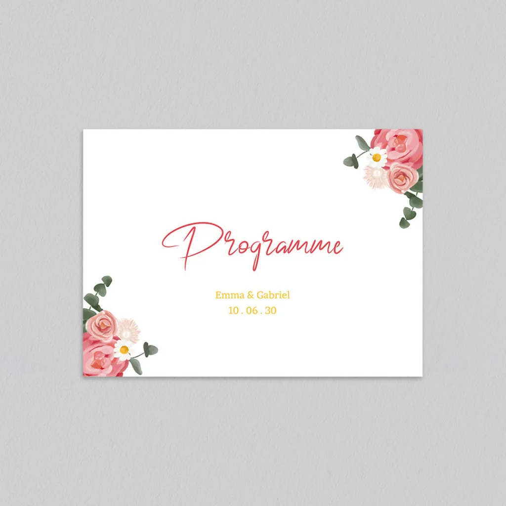 Programme De Mariage^Planet cards Couronne Roses