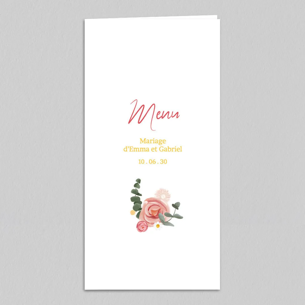 Menu De Mariage^Planet cards Couronne Roses