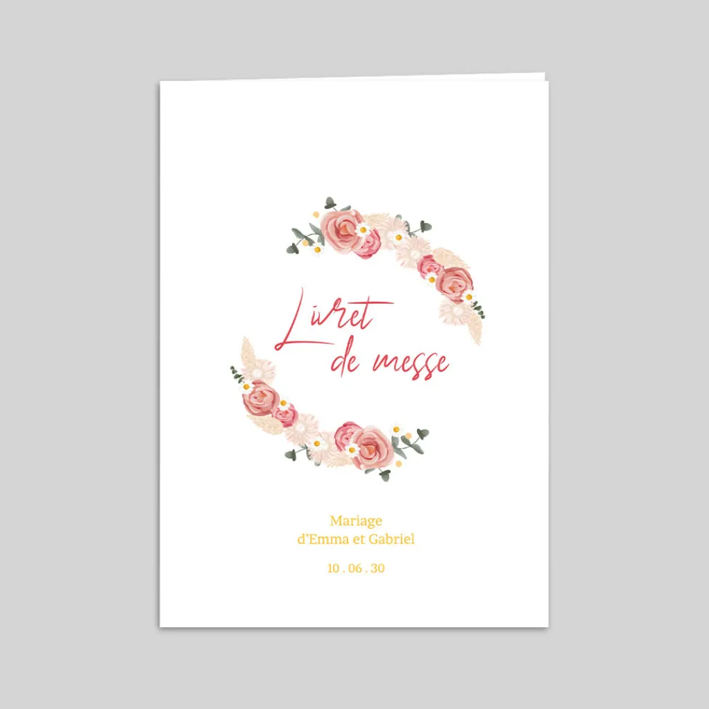 Livret De Messe Mariage^Planet cards Couronne Roses