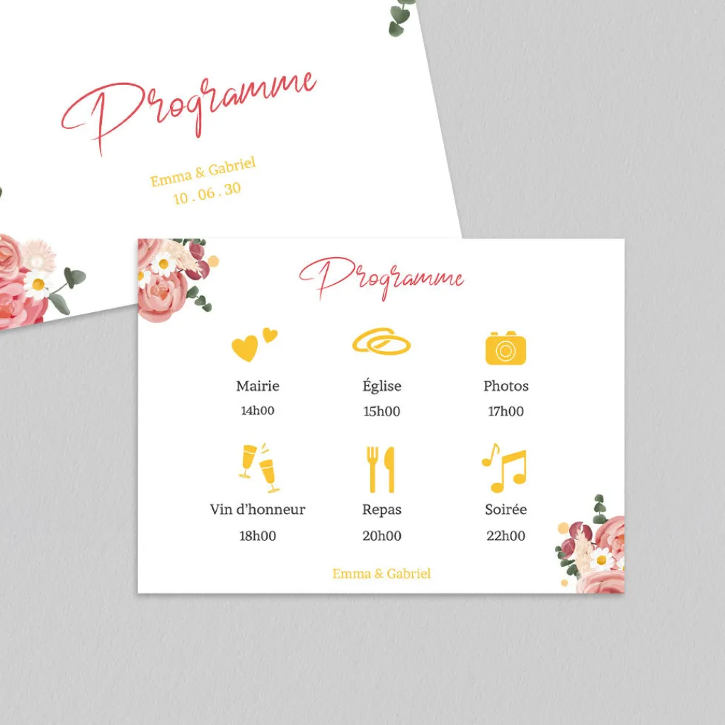 Programme De Mariage^Planet cards Couronne Roses