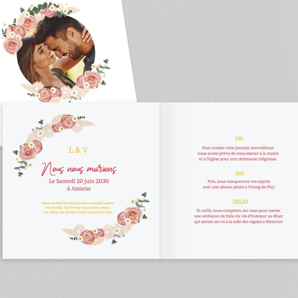 Faire-part Mariage Champêtre | Gamme Complète^Planet cards Couronne Roses