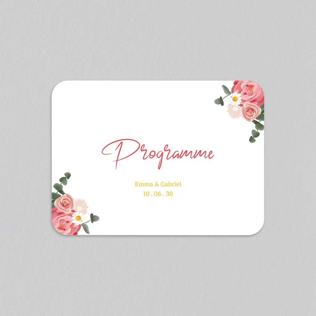 Programme De Mariage^Planet cards Couronne Roses