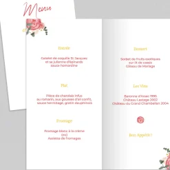 Menu De Mariage^Planet cards Couronne Roses