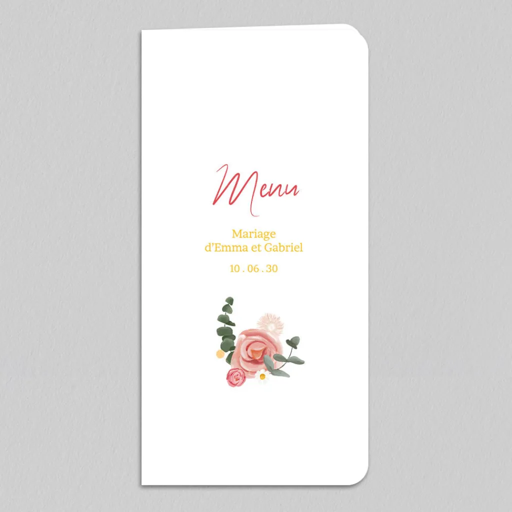 Menu De Mariage^Planet cards Couronne Roses