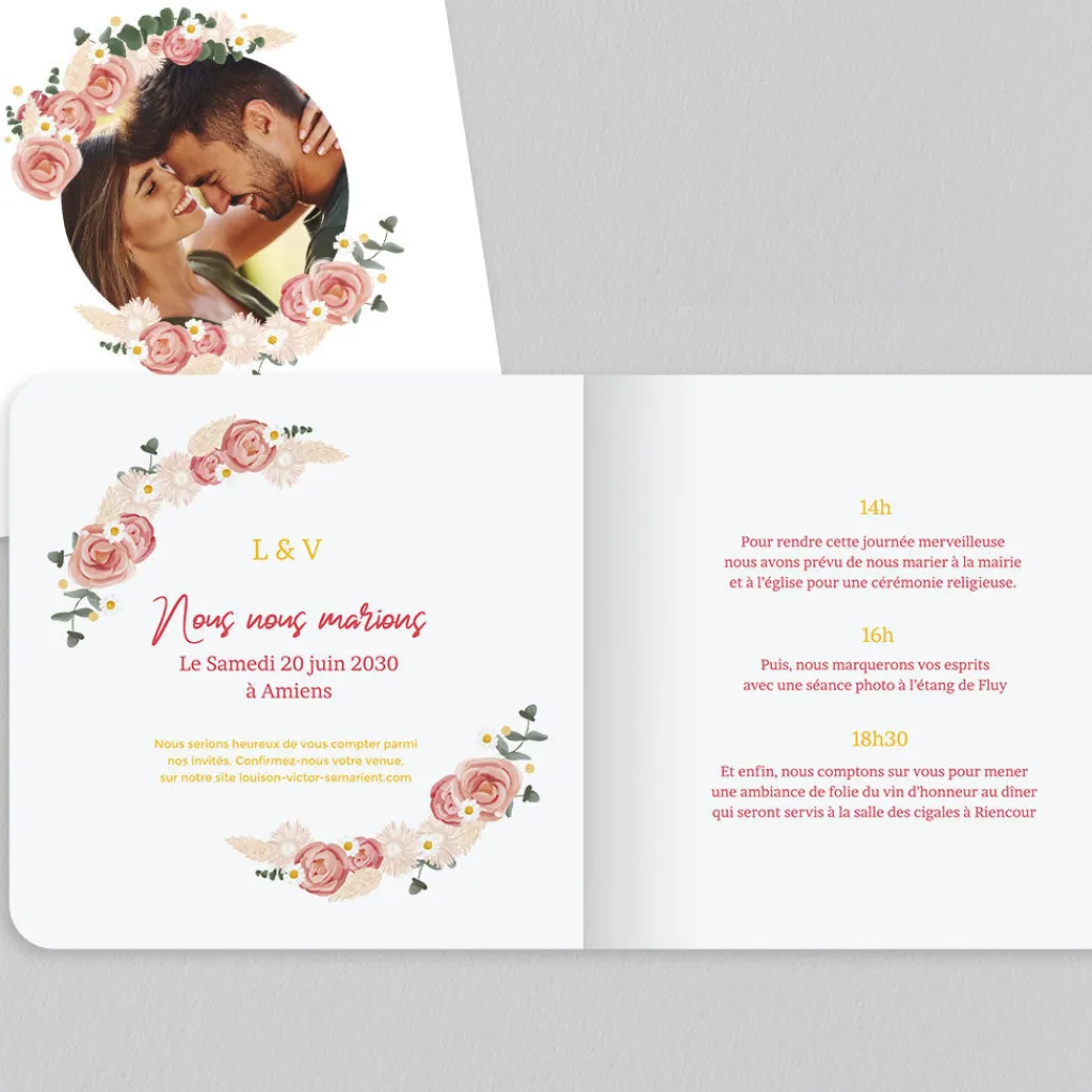 Faire-part Mariage Champêtre | Gamme Complète^Planet cards Couronne Roses