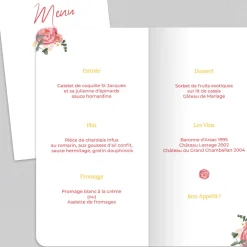 Menu De Mariage^Planet cards Couronne Roses