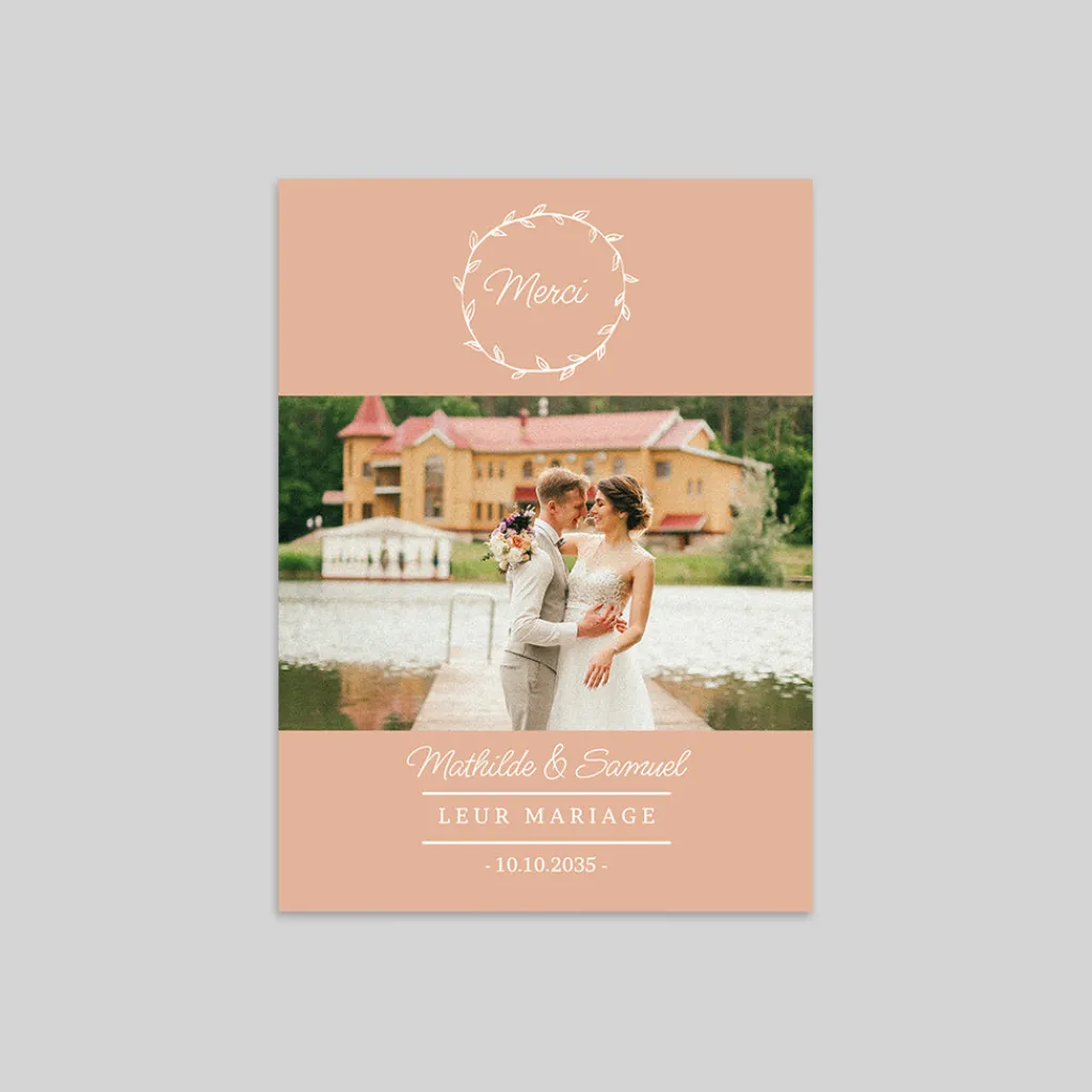 Carte Remerciement Mariage Champêtre^Planet cards Couronne végétale