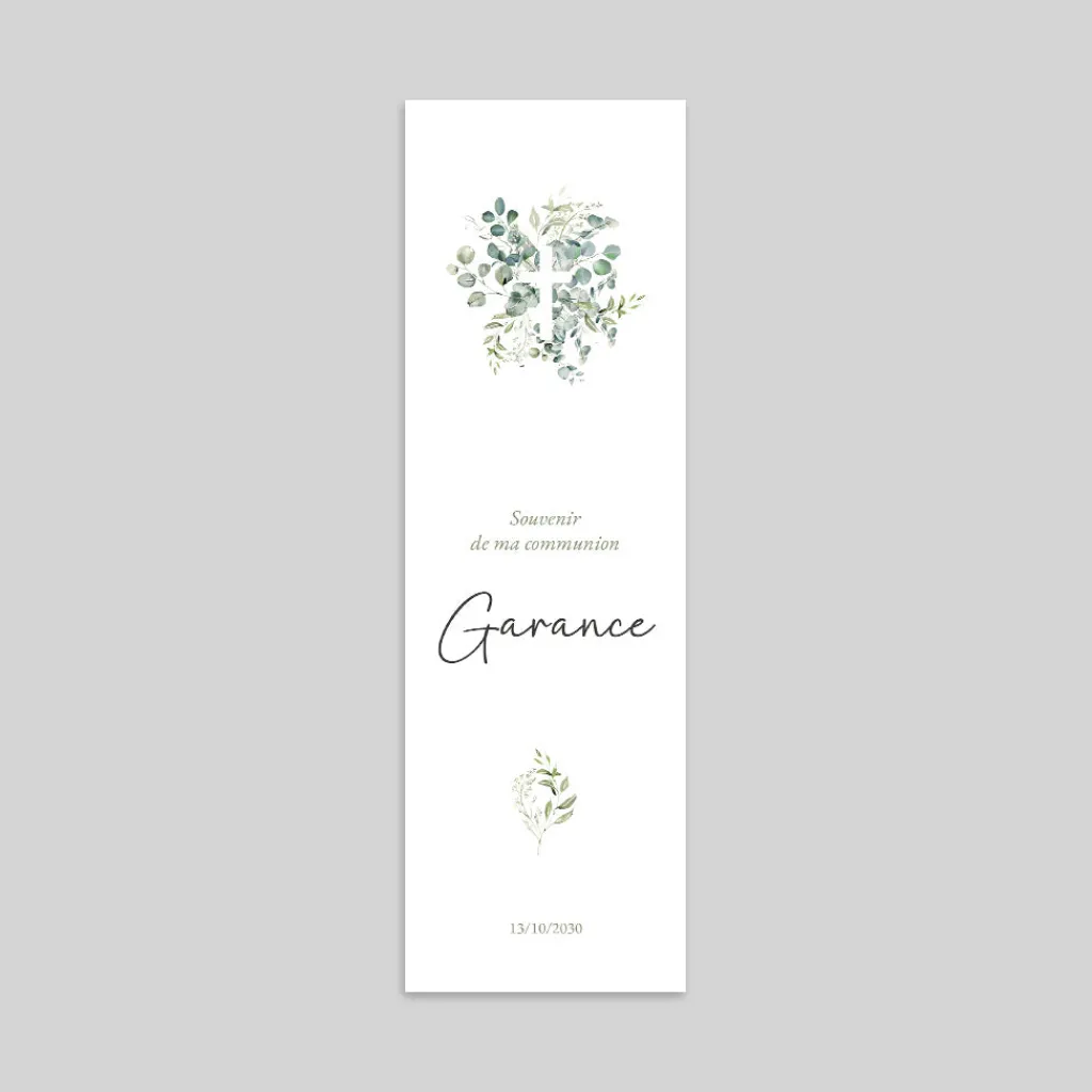 Images Communion^Planet cards Croix Bouquet d'Eucalyptus