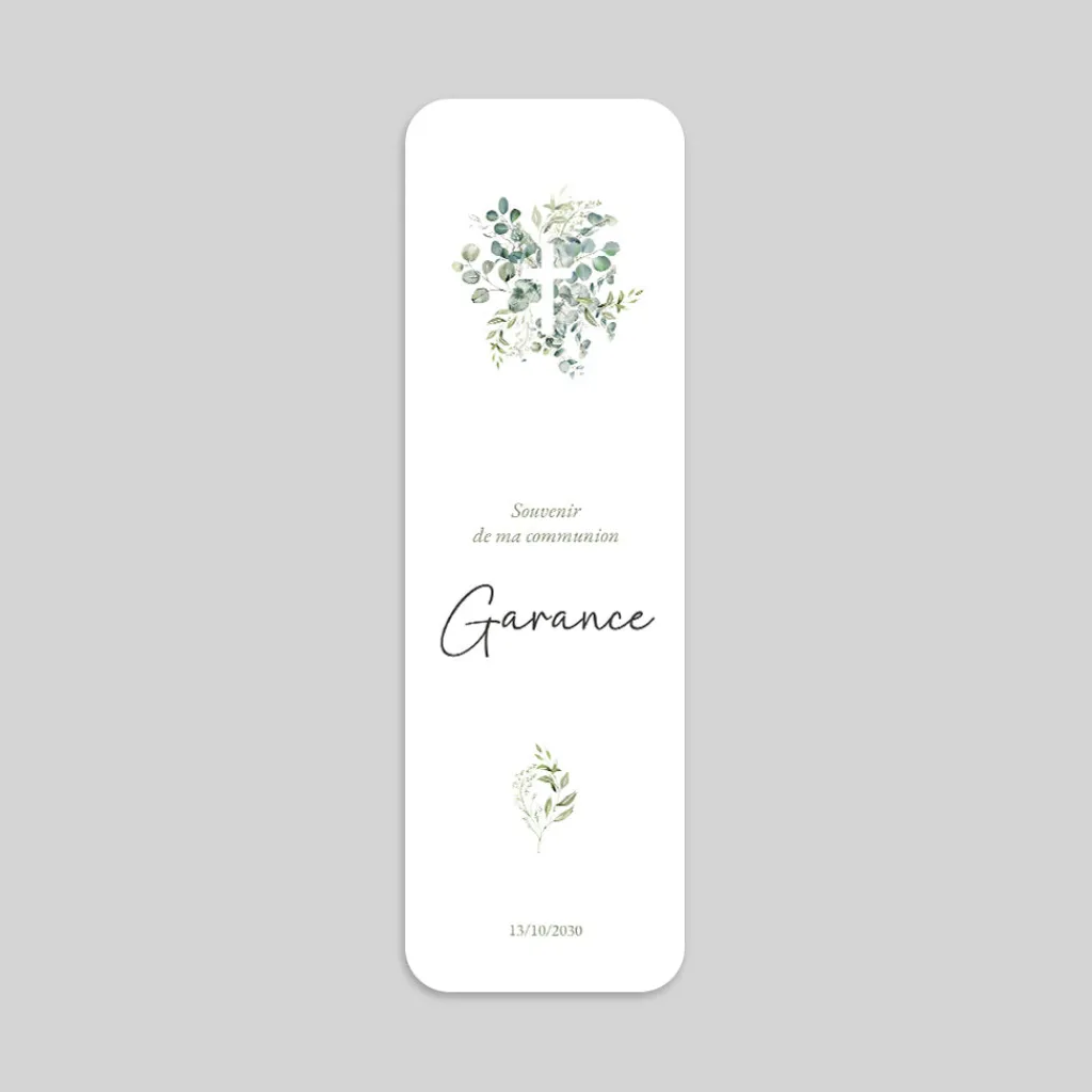 Images Communion^Planet cards Croix Bouquet d'Eucalyptus