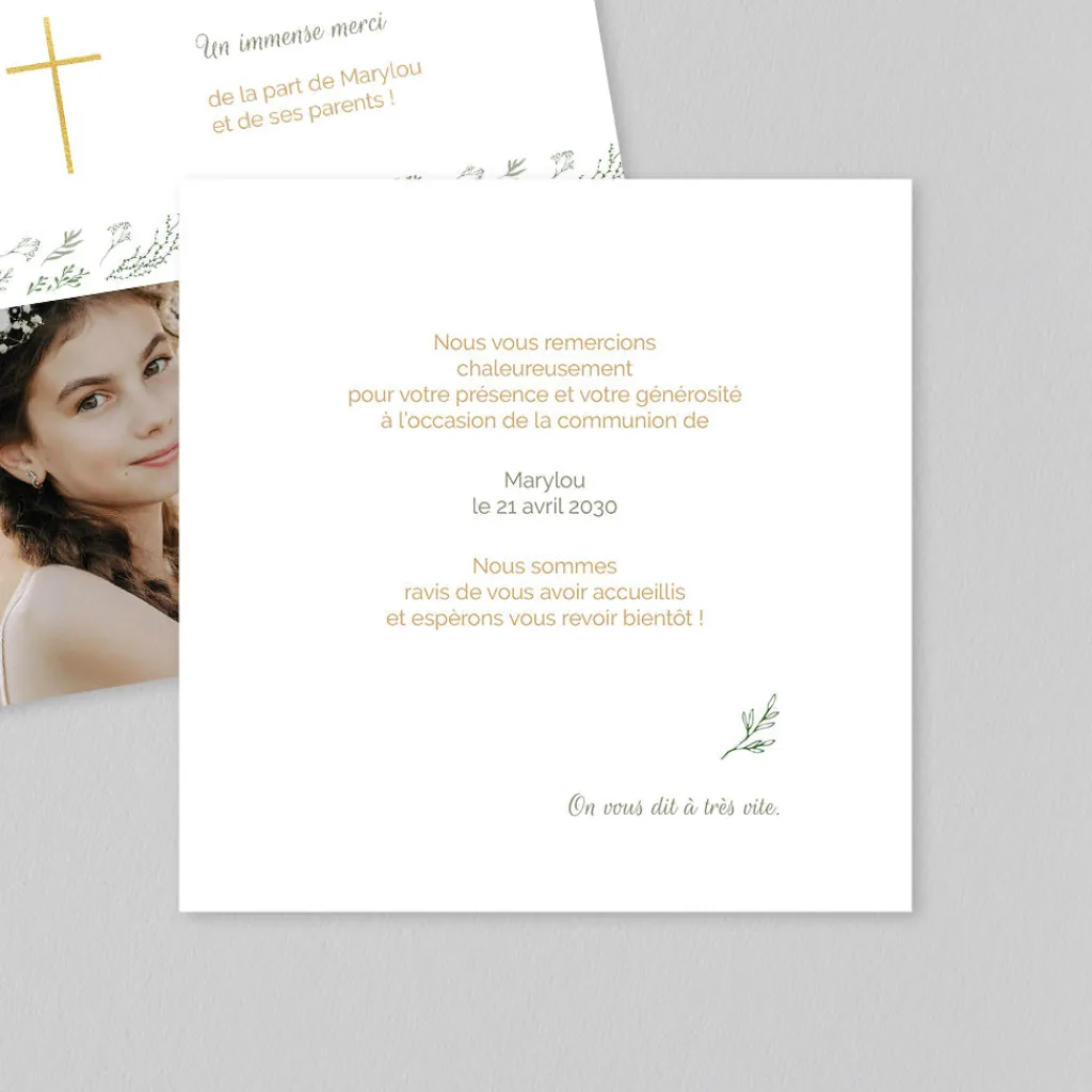 Carte Remerciement Communion^Planet cards Croix des Champs